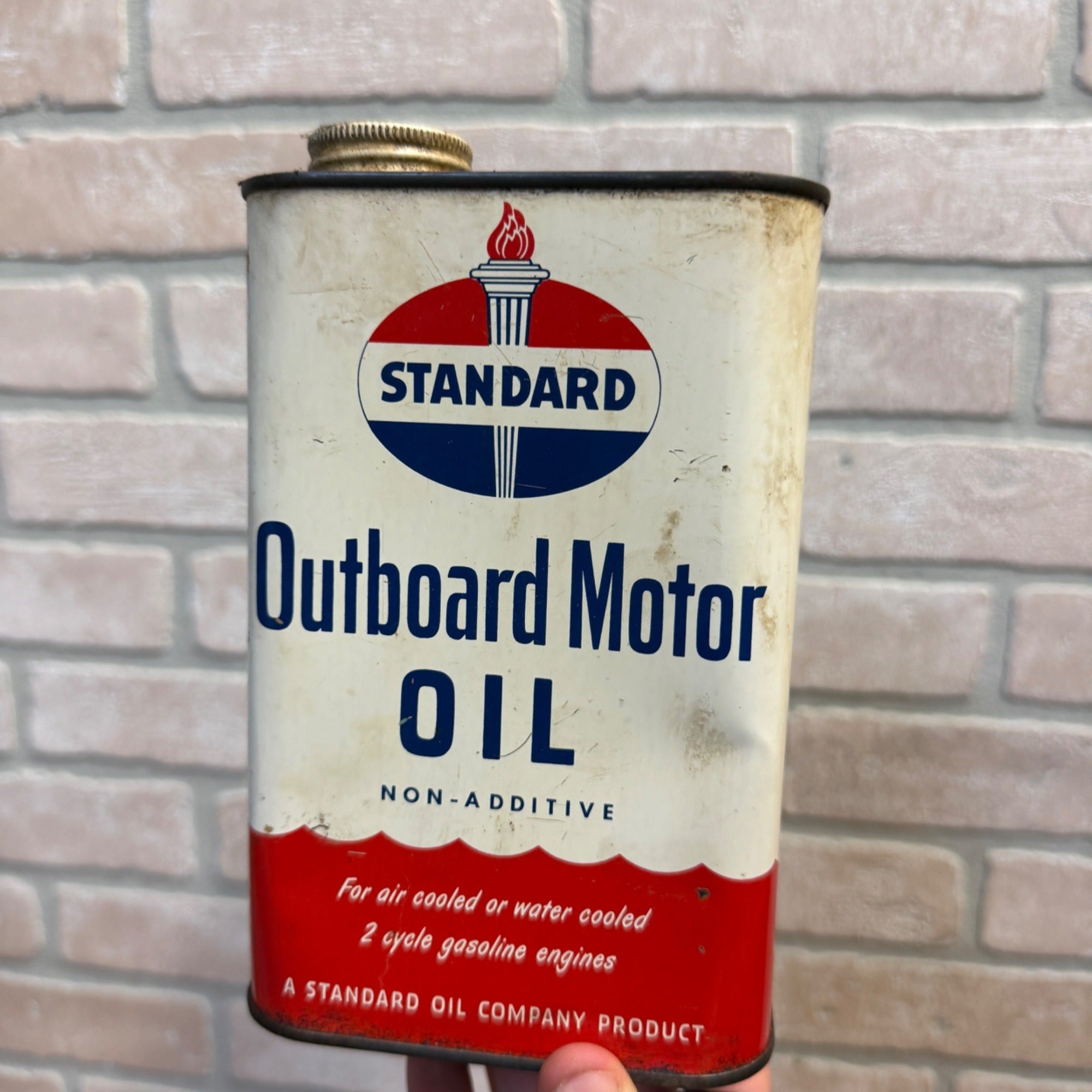 Vintage Standard Oil Co. Outboard Motor Oil Advertising Can Gas Oil
