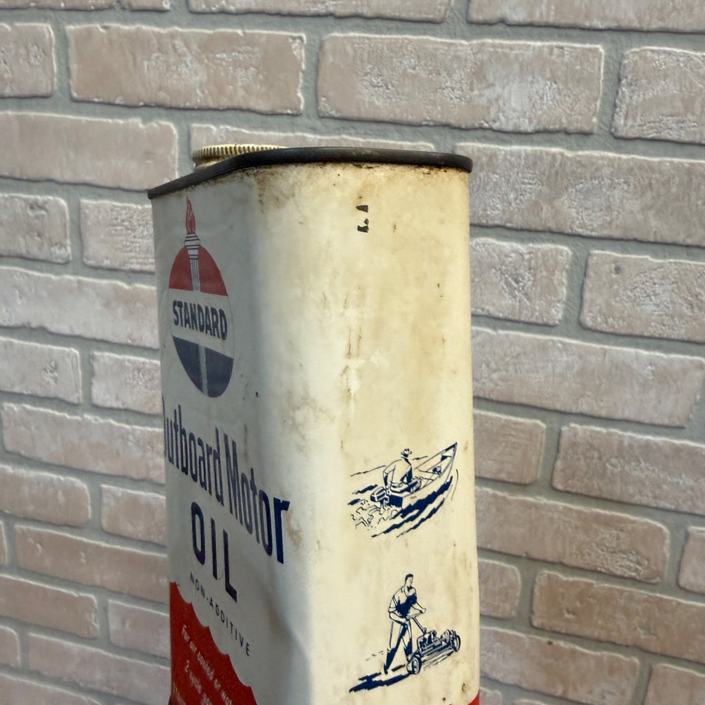 Vintage Standard Oil Co. Outboard Motor Oil Advertising Can Gas Oil