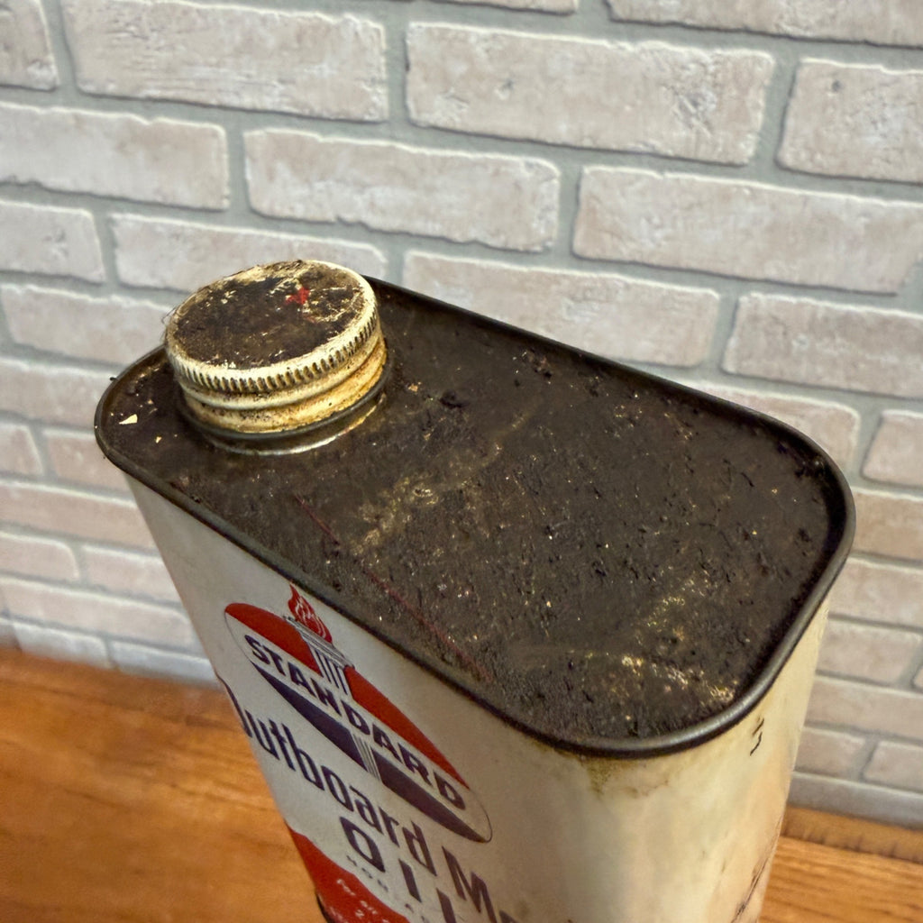 Vintage Standard Oil Co. Outboard Motor Oil Advertising Can Gas Oil