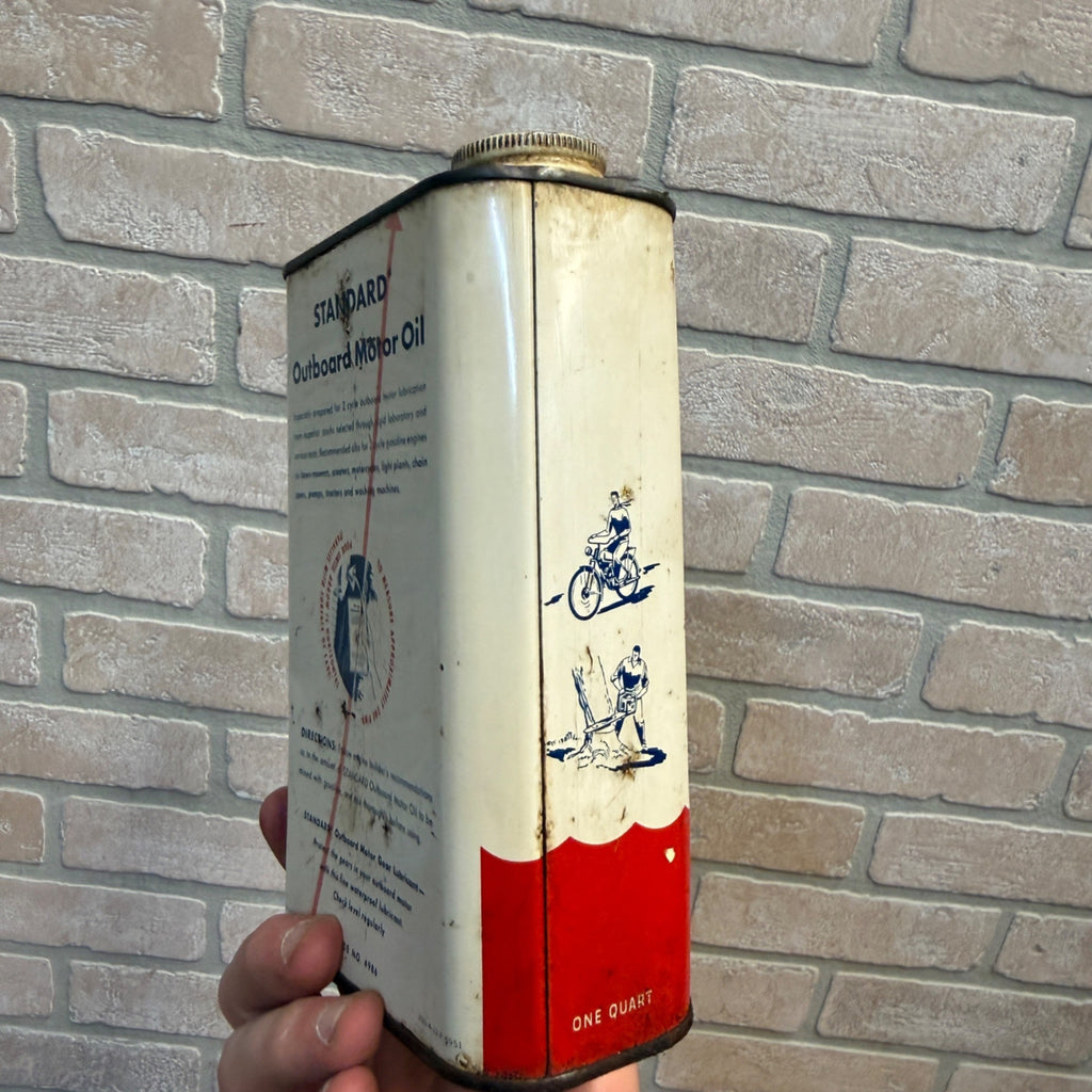 Vintage Standard Oil Co. Outboard Motor Oil Advertising Can Gas Oil