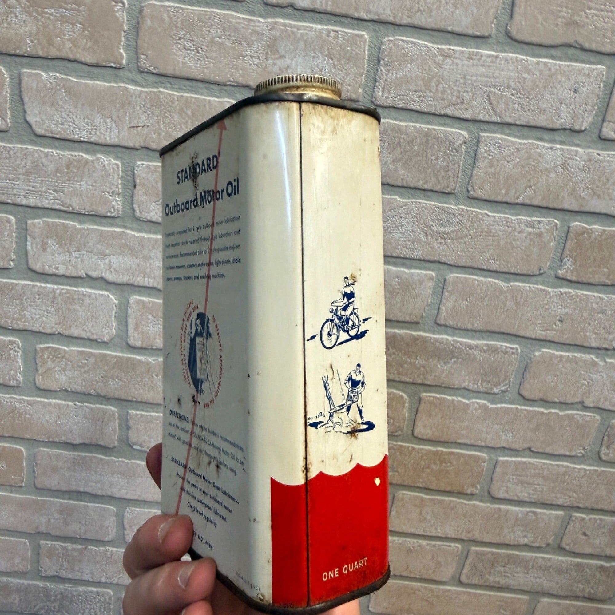Vintage Standard Oil Co. Outboard Motor Oil Advertising Can Gas Oil