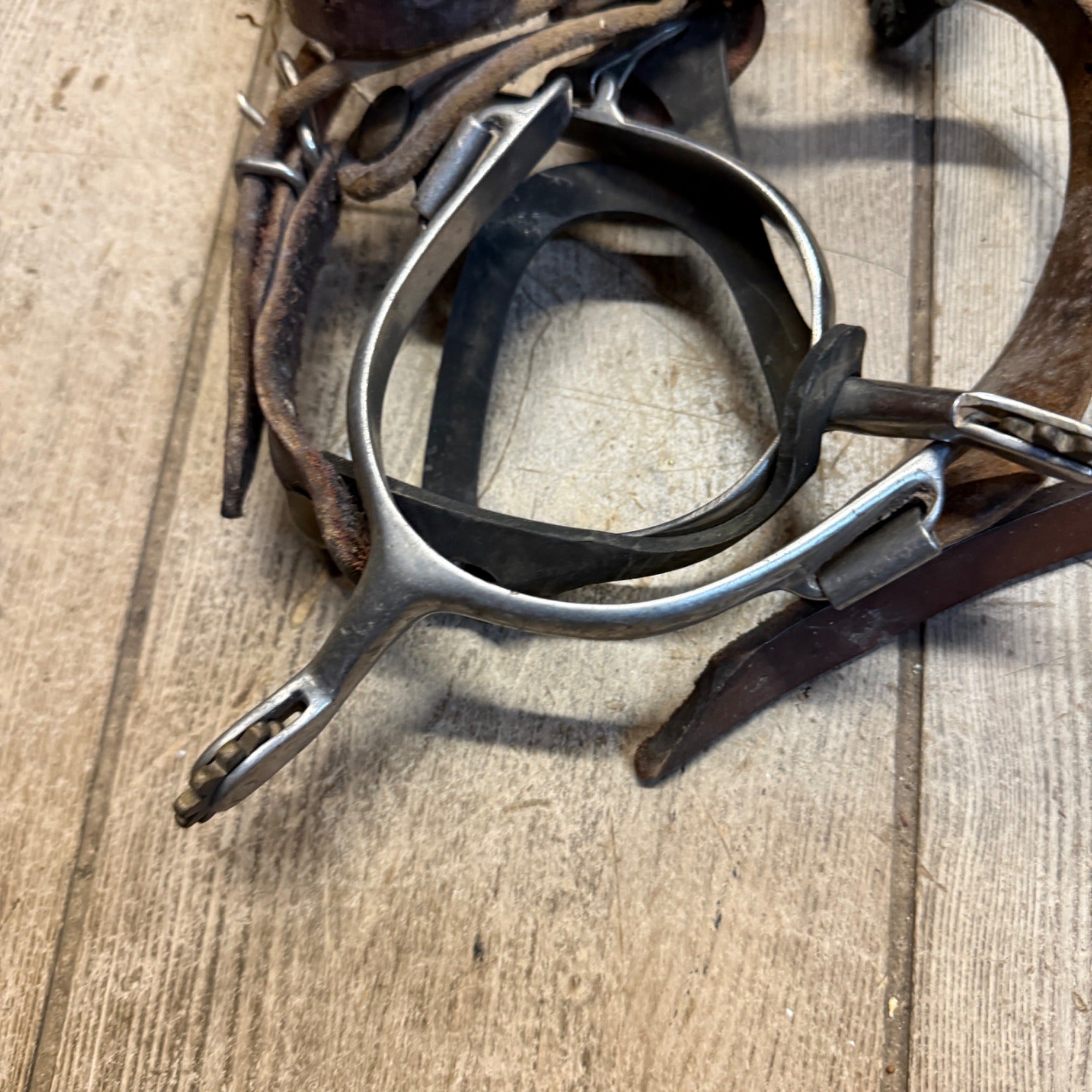 Vintage Lot of Horse Equestrian Leather Straps Harness Stirrups Spurs Decor