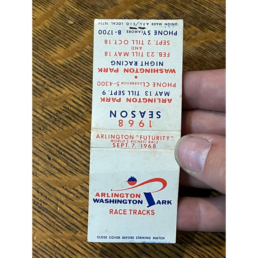 Vintage Matchbook Advertising - Arlington Park Washington Park - World’s Richest Race Sept 7th, 1968