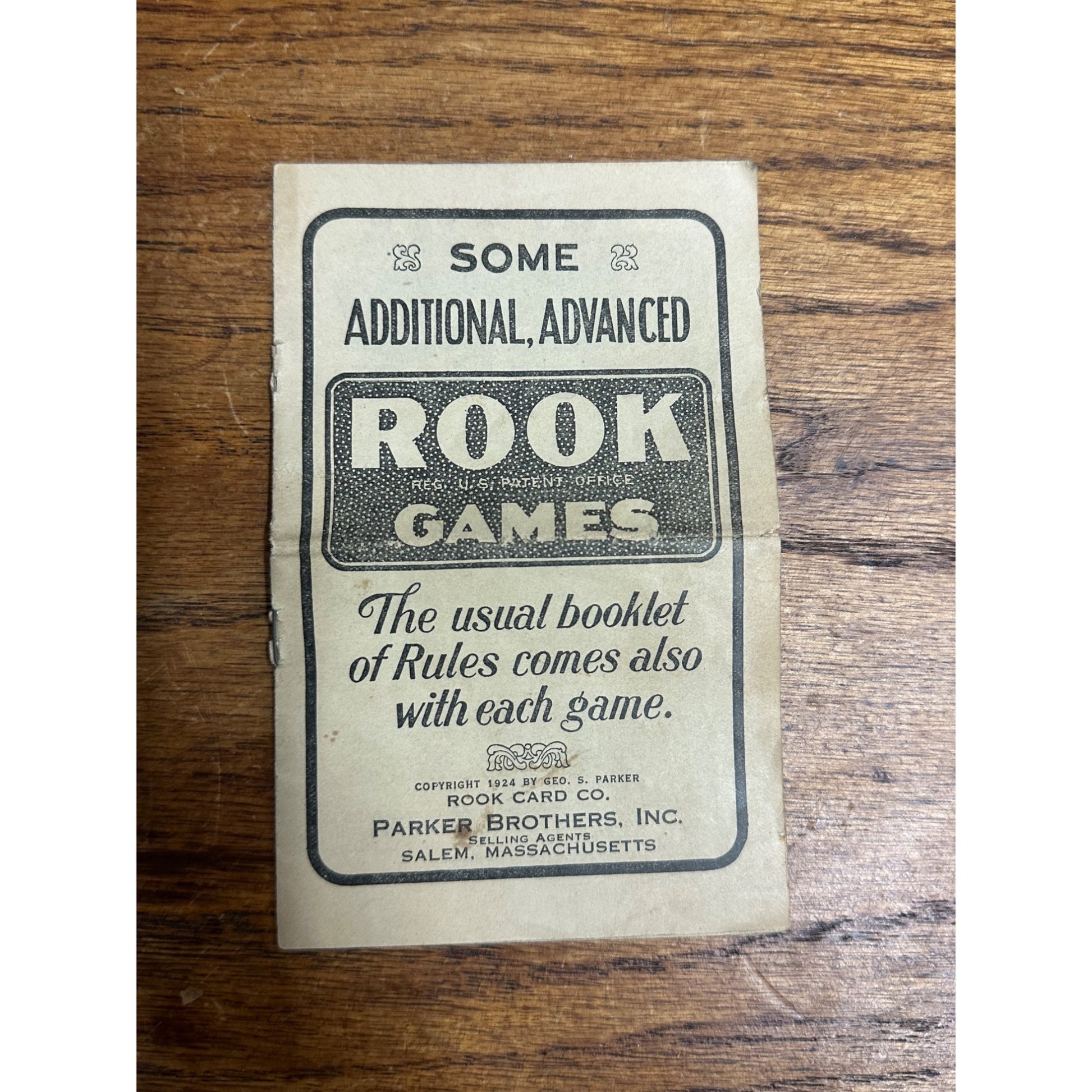 RARE ORIGINAL 1924 PARKER BROTHERS SOME ADDITIONAL ROOK GAMES RULES BOSTON