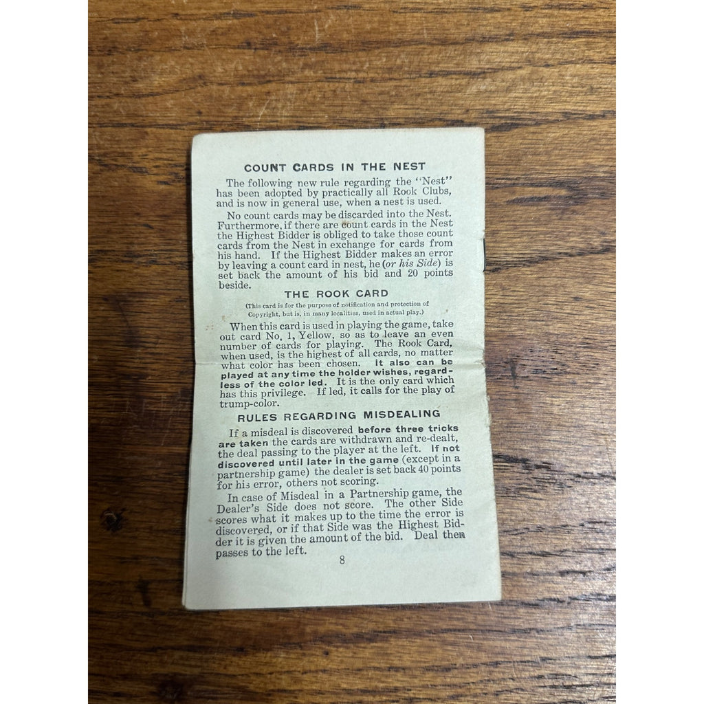 RARE ORIGINAL 1924 PARKER BROTHERS SOME ADDITIONAL ROOK GAMES RULES BOSTON