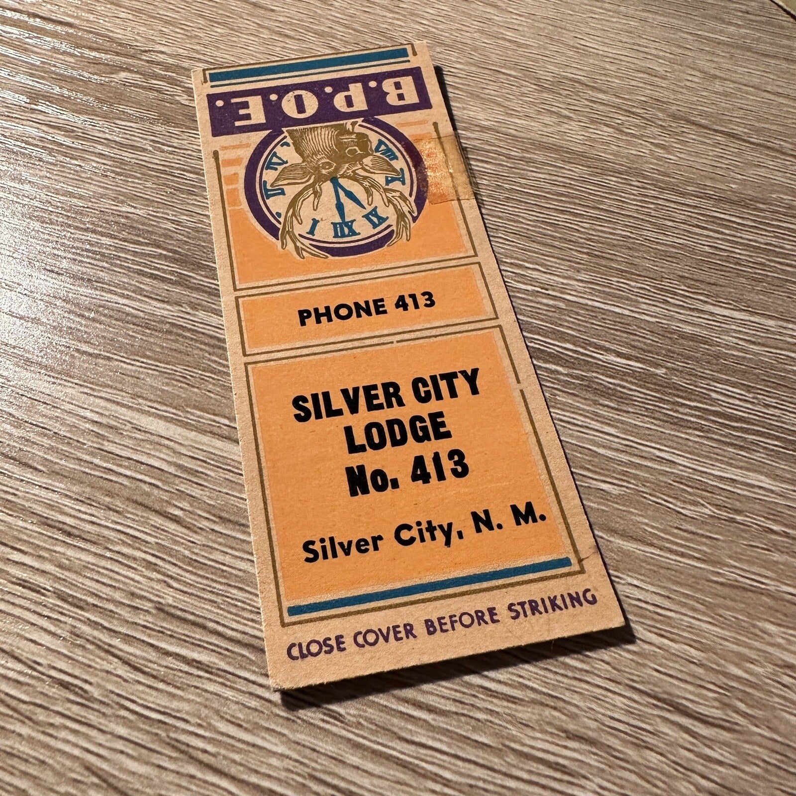 Vintage Silver City New Mexico BPOE Lodge No 413 Advertising Matchbook