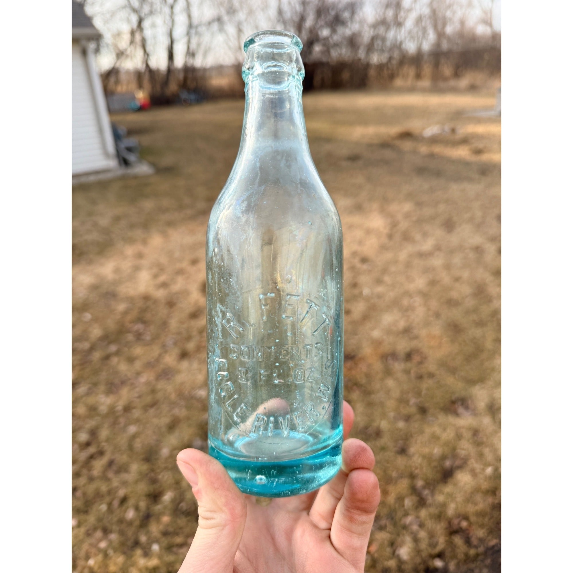 Rare Vintage R. Fett Applied Crown Soda Bottle Eagle River Wisconsin Wis WI