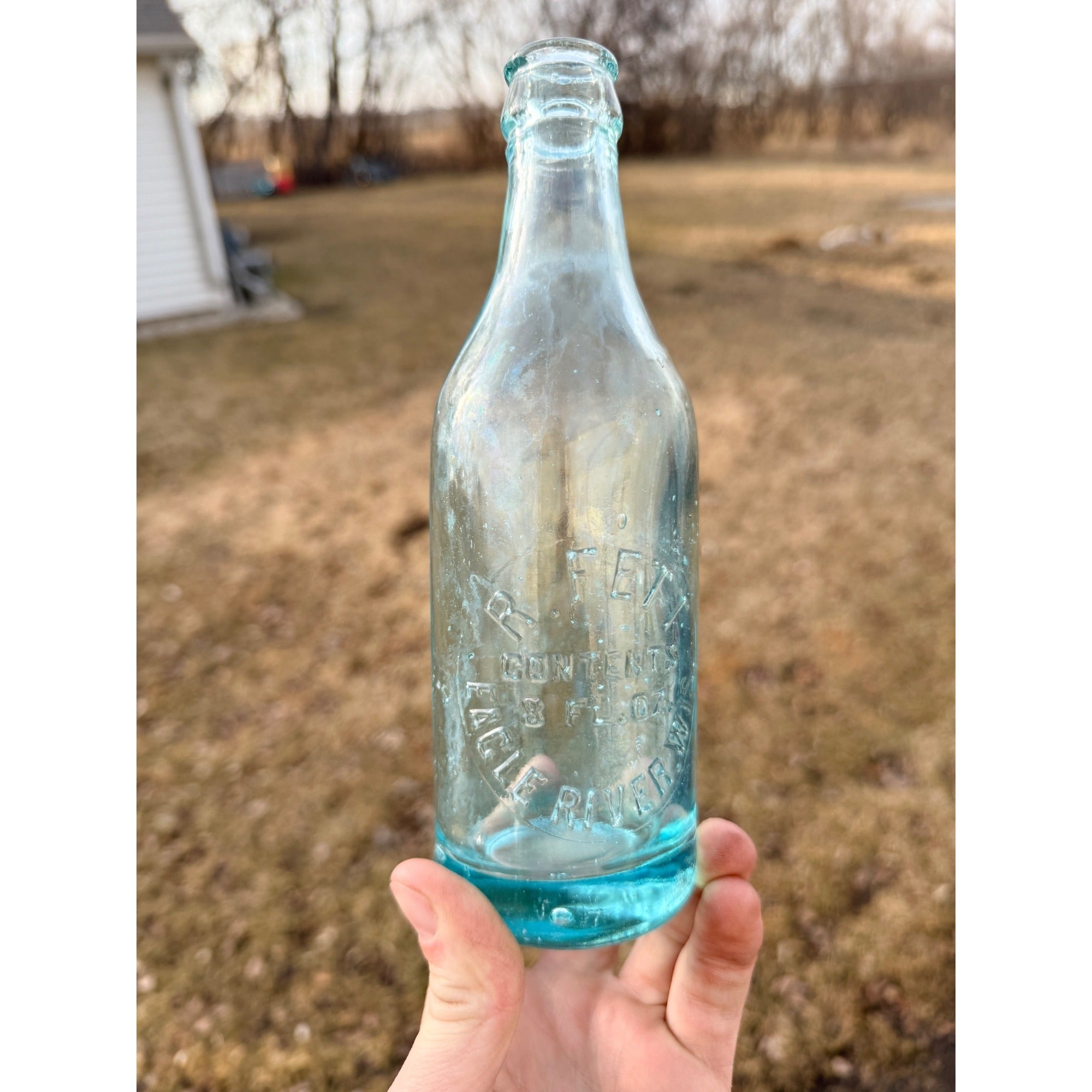 Rare Vintage R. Fett Applied Crown Soda Bottle Eagle River Wisconsin Wis WI