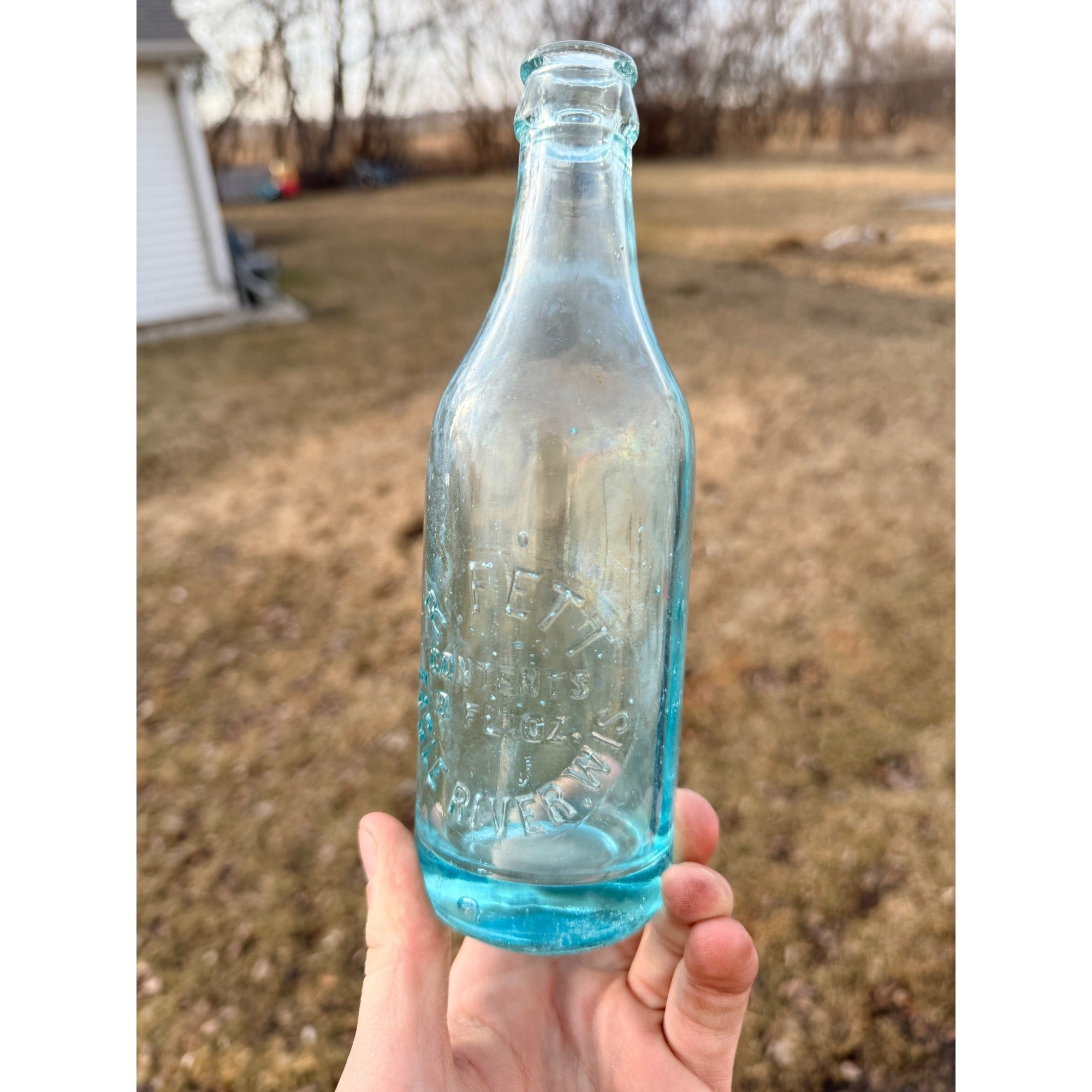 Rare Vintage R. Fett Applied Crown Soda Bottle Eagle River Wisconsin Wis WI