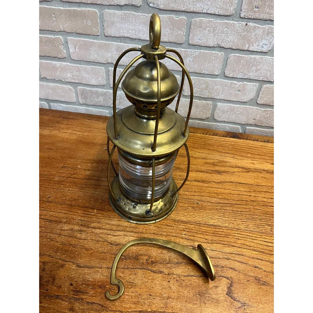 Antique 1900s Brass Ship Oil Lantern National Marine Lamp Co. Maritime + Bracket
