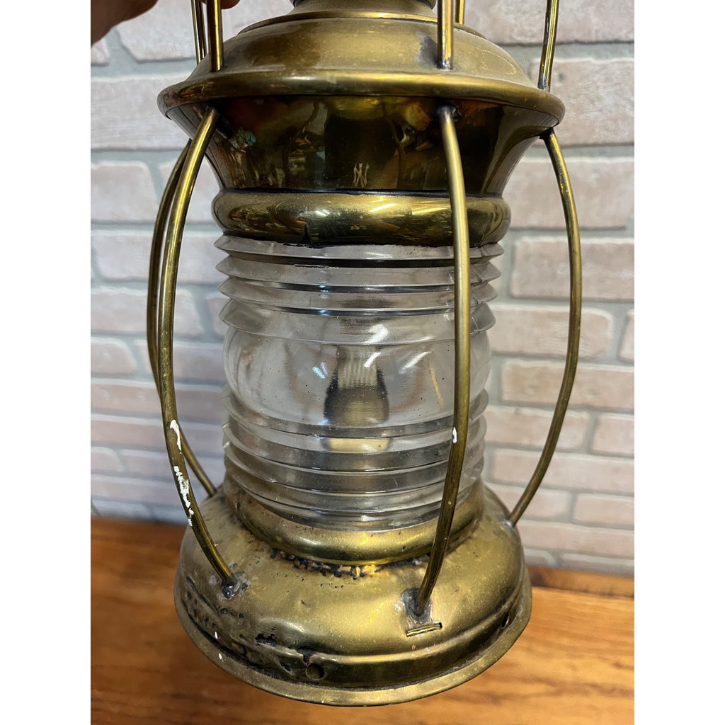 Antique 1900s Brass Ship Oil Lantern National Marine Lamp Co. Maritime + Bracket