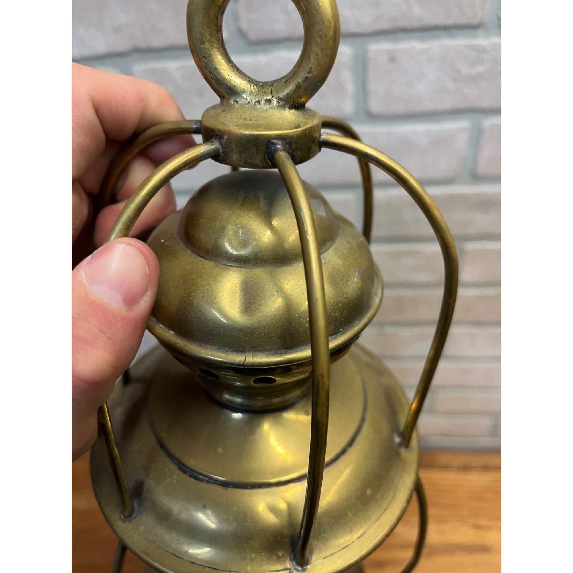 Antique 1900s Brass Ship Oil Lantern National Marine Lamp Co. Maritime + Bracket