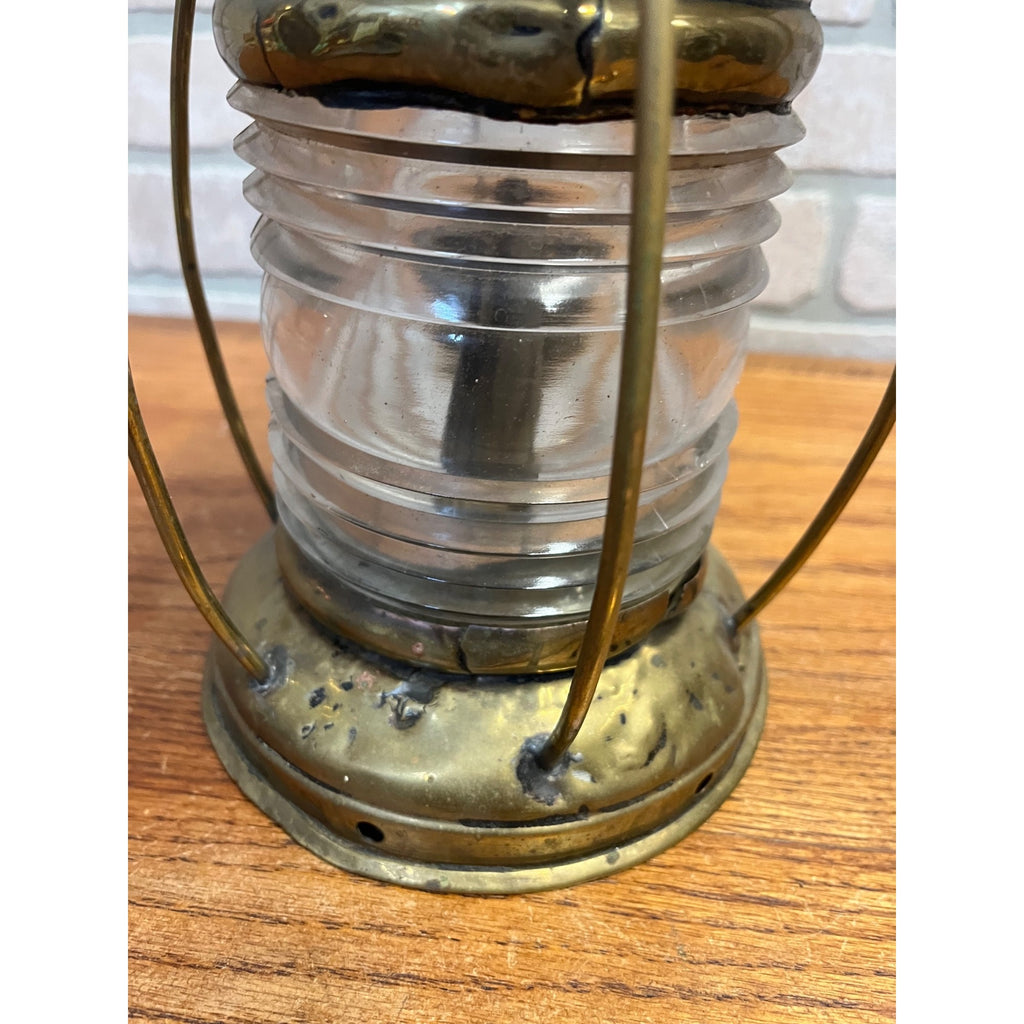 Antique 1900s Brass Ship Oil Lantern National Marine Lamp Co. Maritime + Bracket