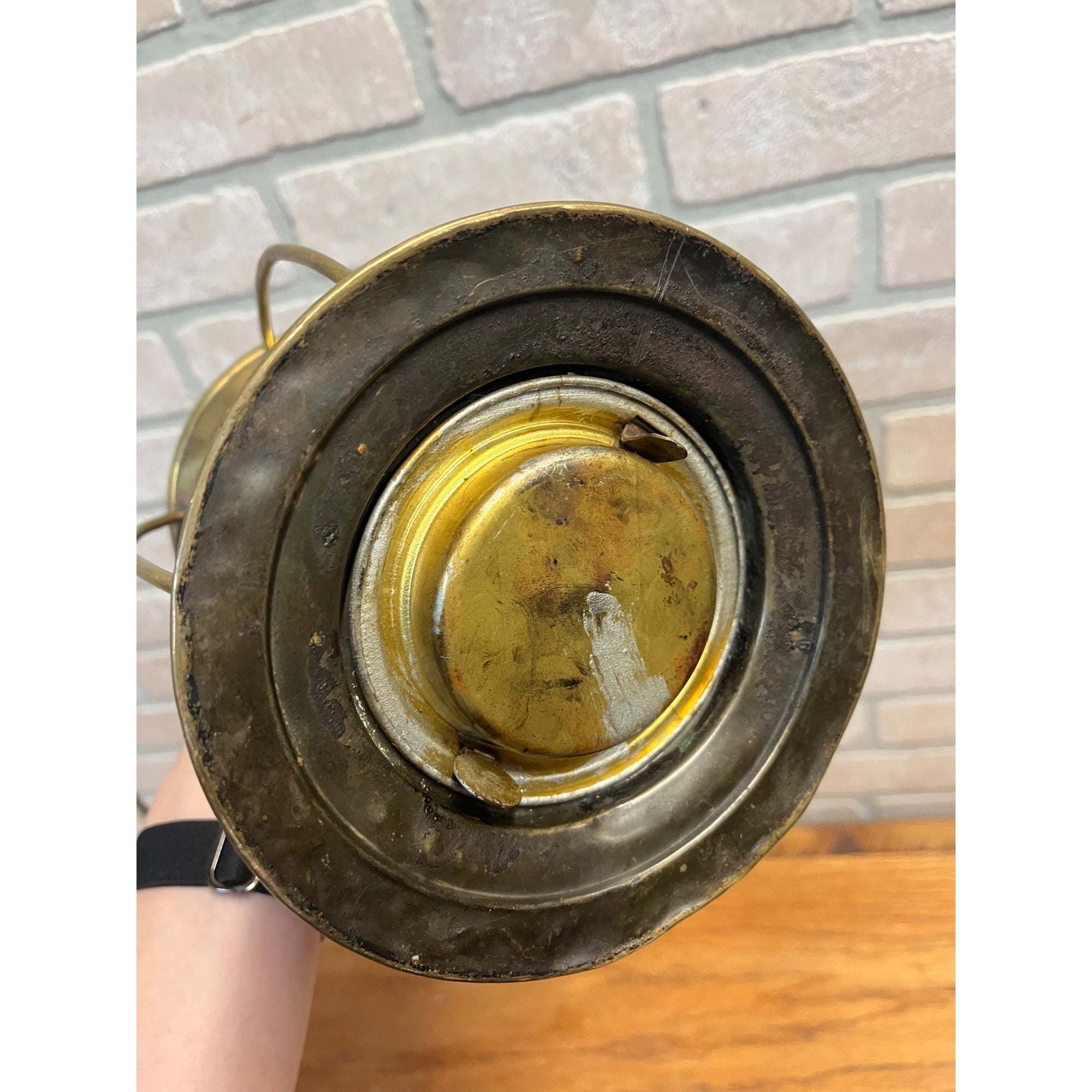 Antique 1900s Brass Ship Oil Lantern National Marine Lamp Co. Maritime + Bracket