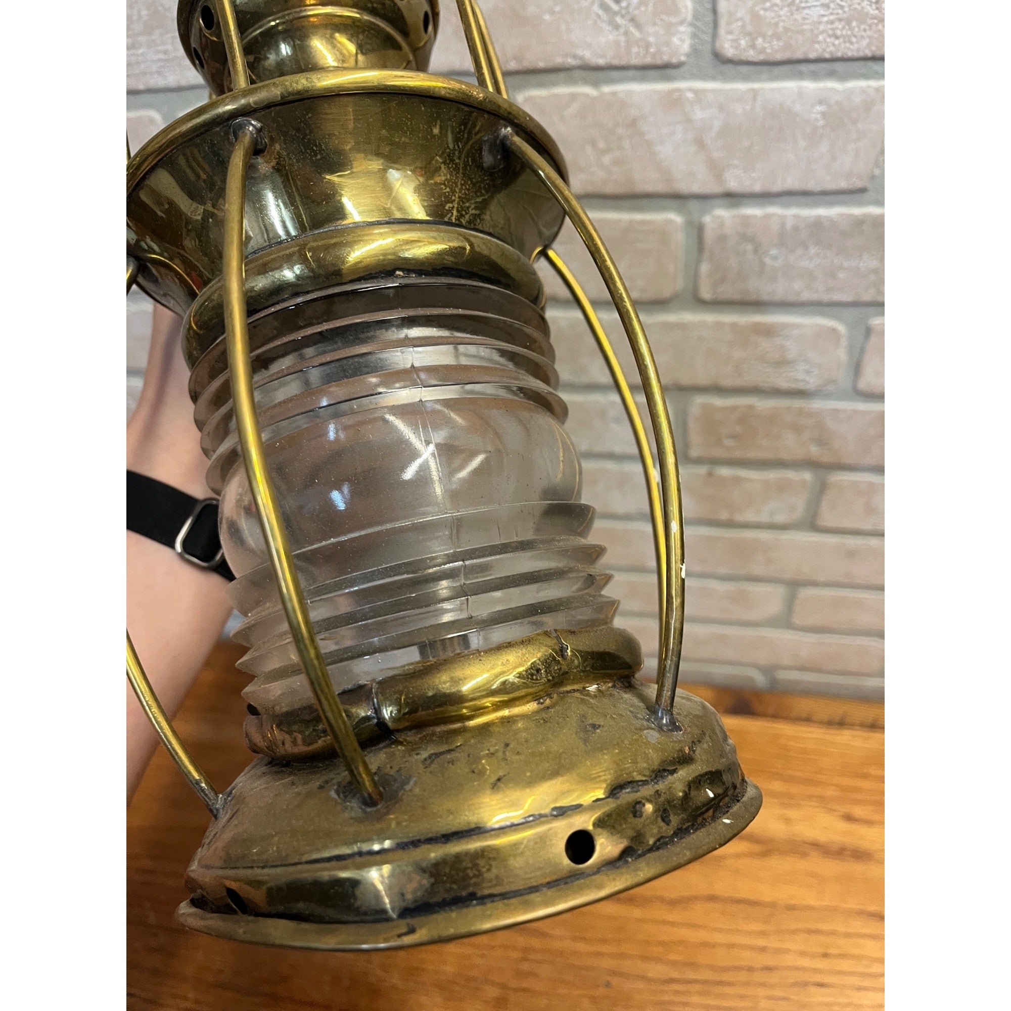 Antique 1900s Brass Ship Oil Lantern National Marine Lamp Co. Maritime + Bracket
