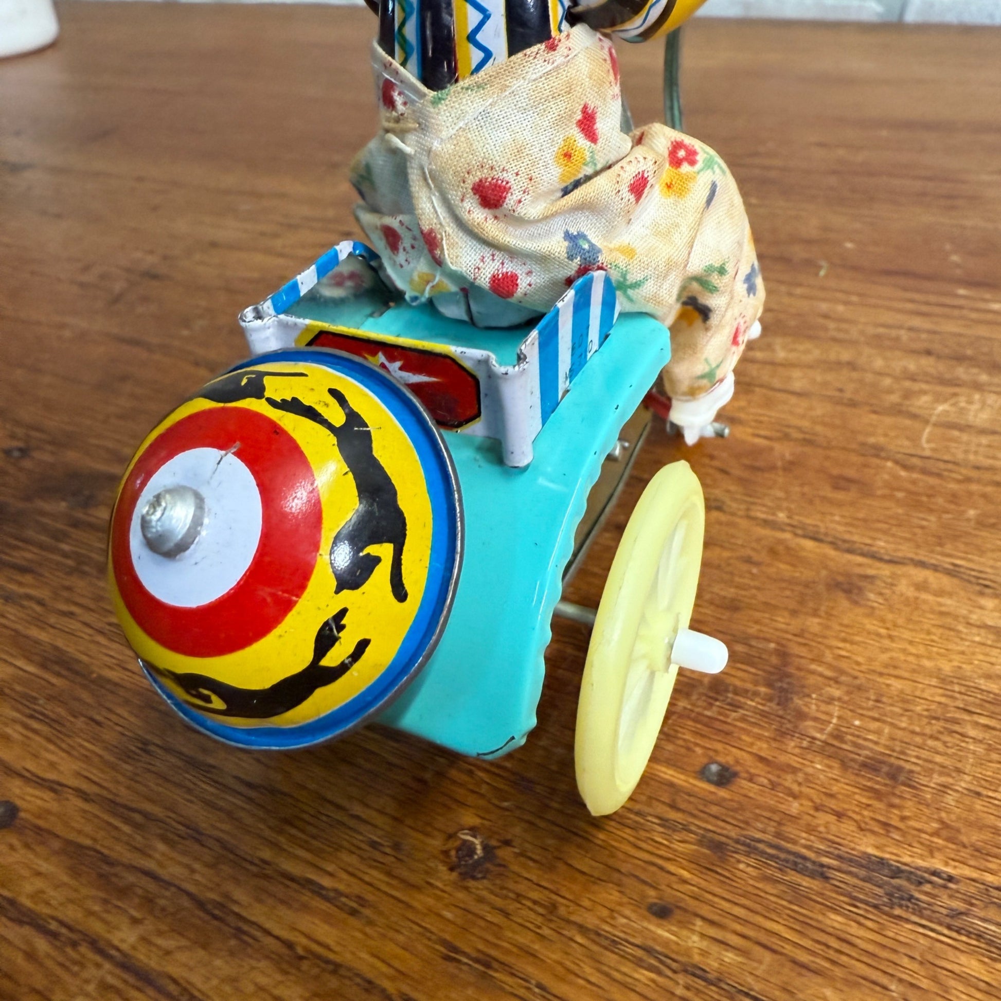 Vintage Wind Up Toy Boy On Bike Tricycle Ringing Bell 607 / MS710 Tin Litho Toy