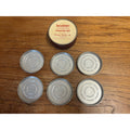 Vintage Damrow Fond du Lac WI Stainless Steel Coasters Set (6) Dairy Advertising