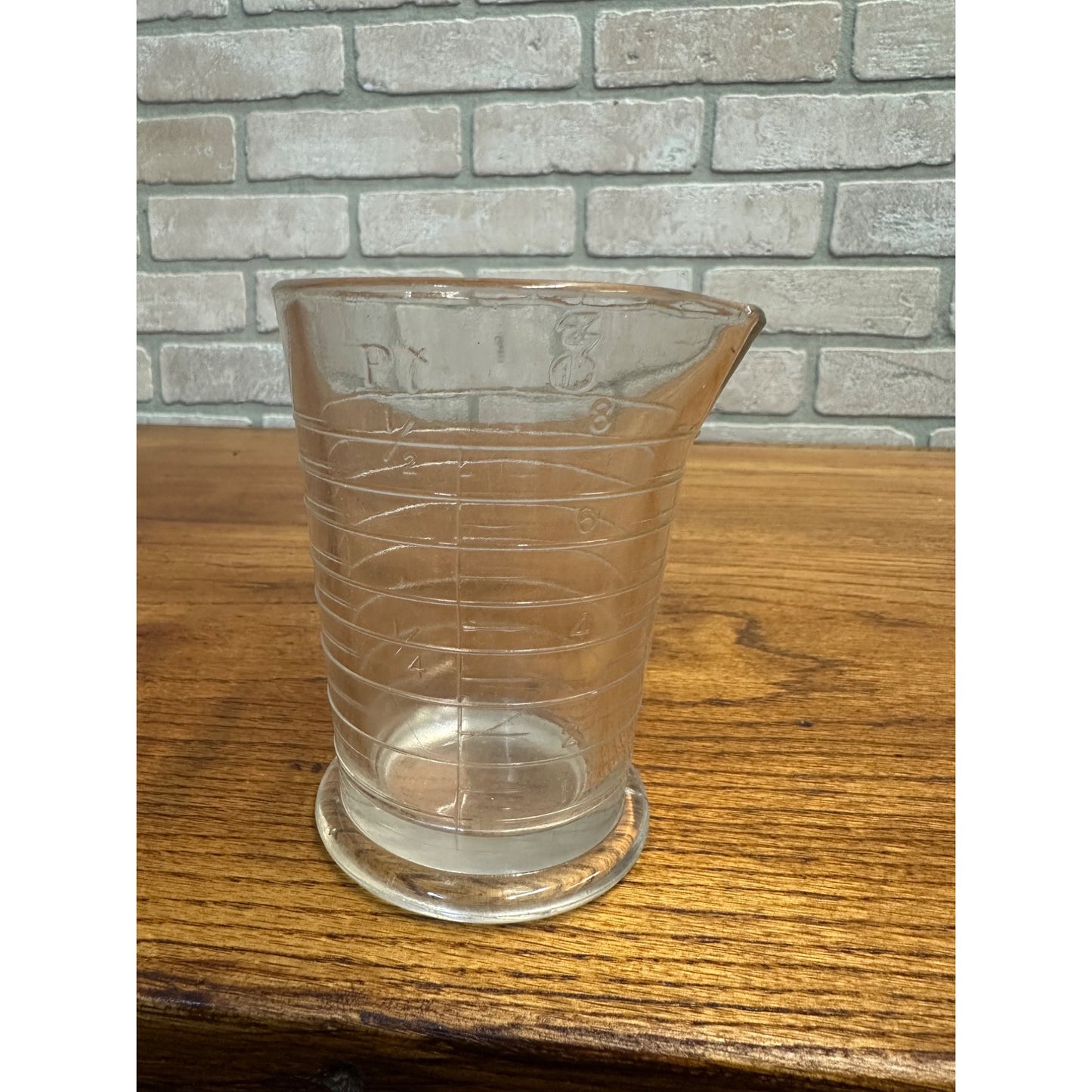 Antique Graduated Pharmacy Rexall Lab Beaker Embossed 8oz 4.5" tall