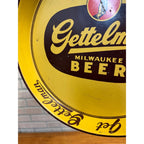 Vintage Gettelman Beer Tray Yellow Round 1940s Milwaukee  Wis Bar Get Get Gettelman