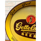 Vintage Gettelman Beer Tray Yellow Round 1940s Milwaukee  Wis Bar Get Get Gettelman