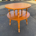 Sprague Carleton Vintage Rock Maple Wooden Two-Tier Table End Side Accent