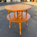 Sprague Carleton Vintage Rock Maple Wooden Two-Tier Table End Side Accent