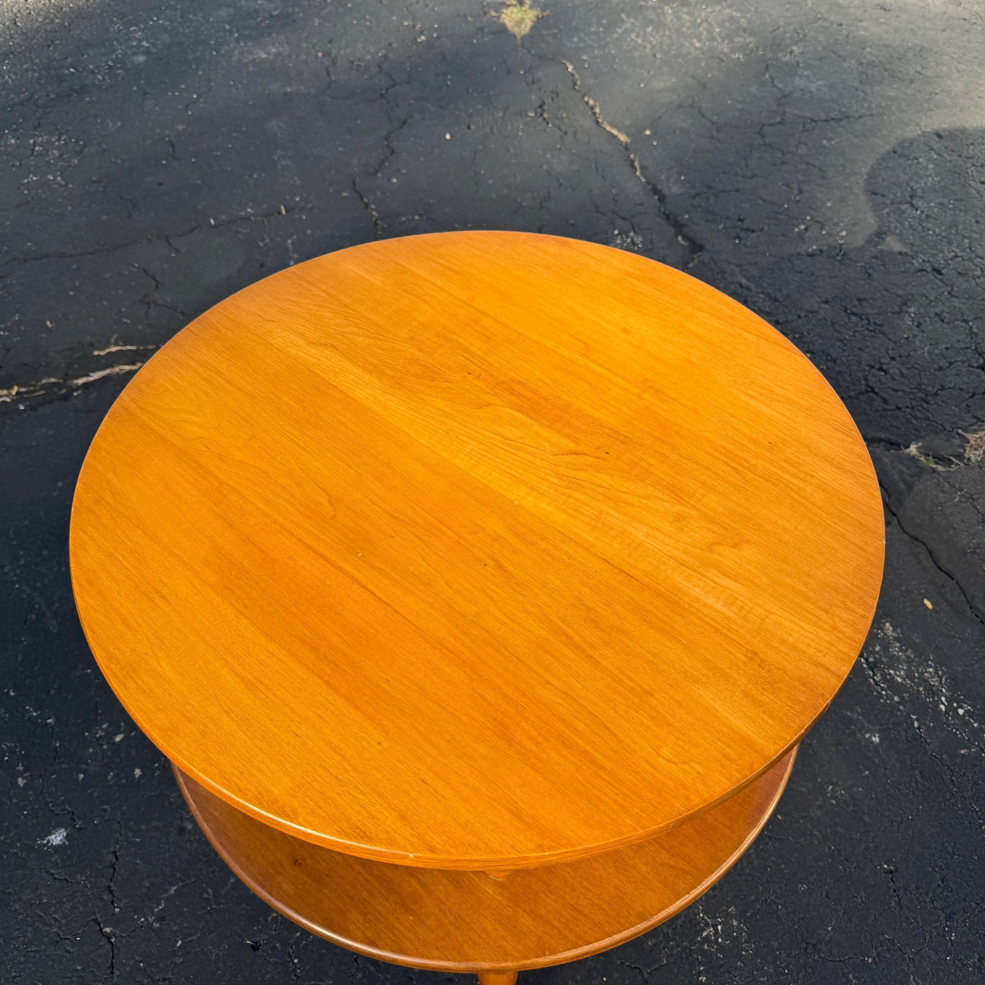 Sprague Carleton Vintage Rock Maple Wooden Two-Tier Table End Side Accent