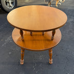 Sprague Carleton Vintage Rock Maple Wooden Two-Tier Table End Side Accent