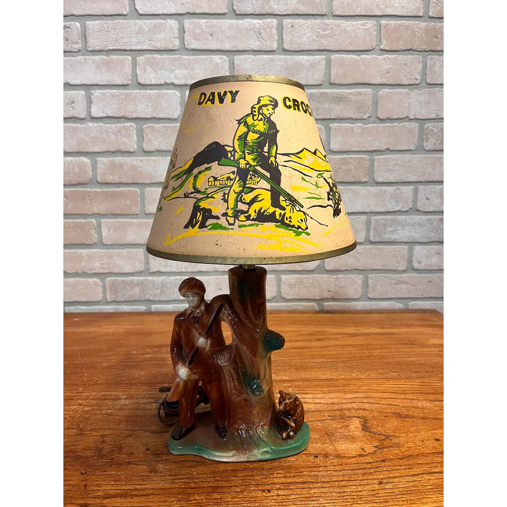 RARE Vintage 1955 Premco MFG Chicago Davy Crockett & Bear Lamp Tested Working