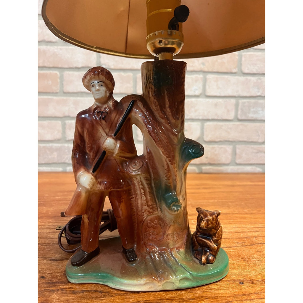 RARE Vintage 1955 Premco MFG Chicago Davy Crockett & Bear Lamp Tested Working