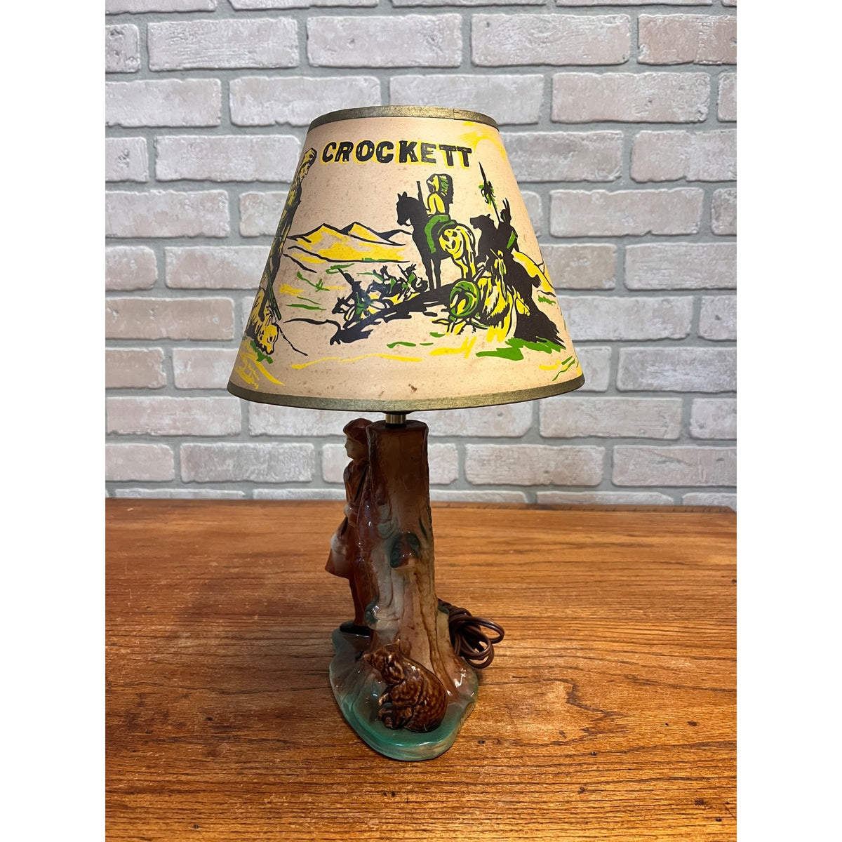 RARE Vintage 1955 Premco MFG Chicago Davy Crockett & Bear Lamp Tested Working