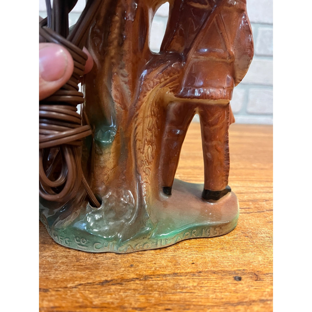 RARE Vintage 1955 Premco MFG Chicago Davy Crockett & Bear Lamp Tested Working