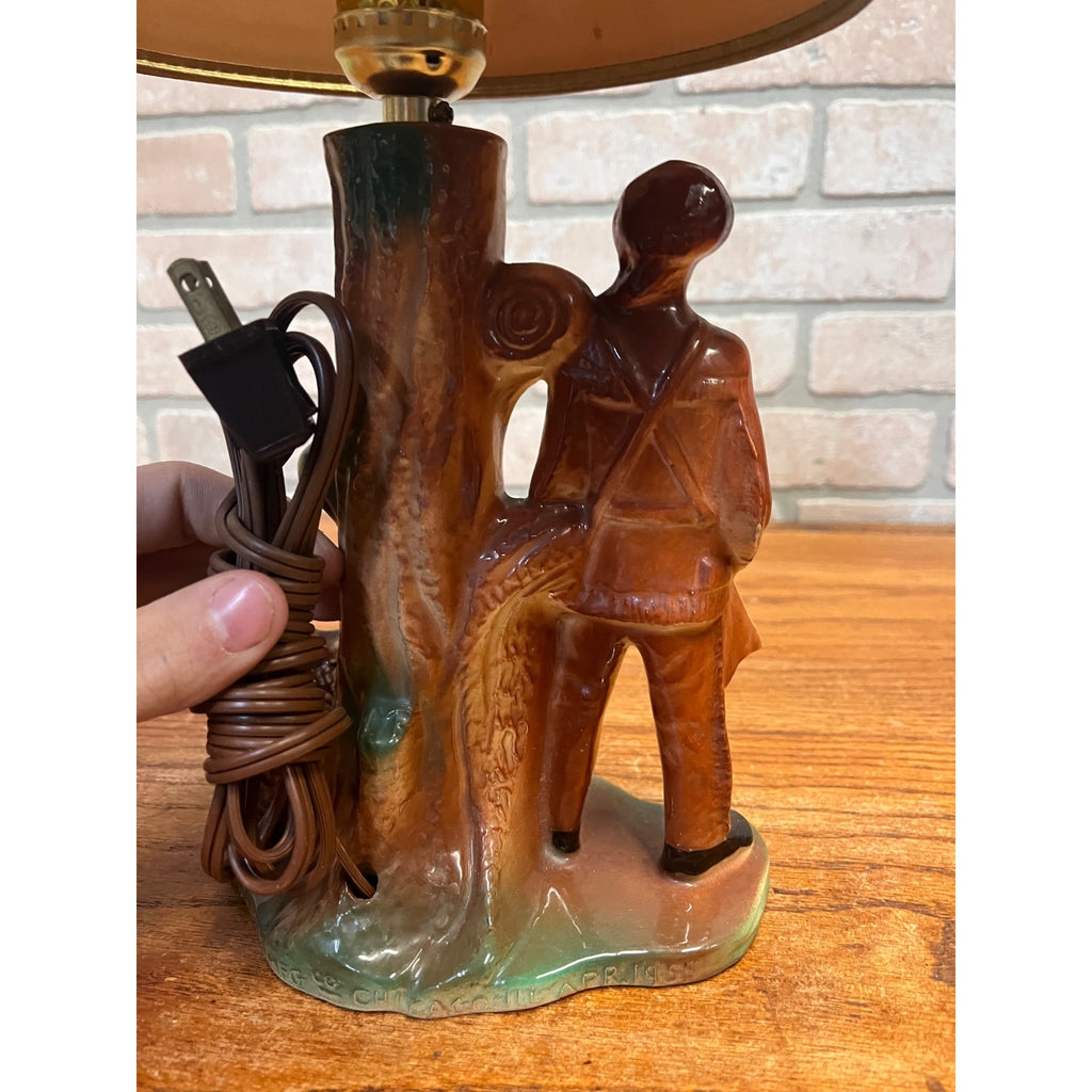 RARE Vintage 1955 Premco MFG Chicago Davy Crockett & Bear Lamp Tested Working
