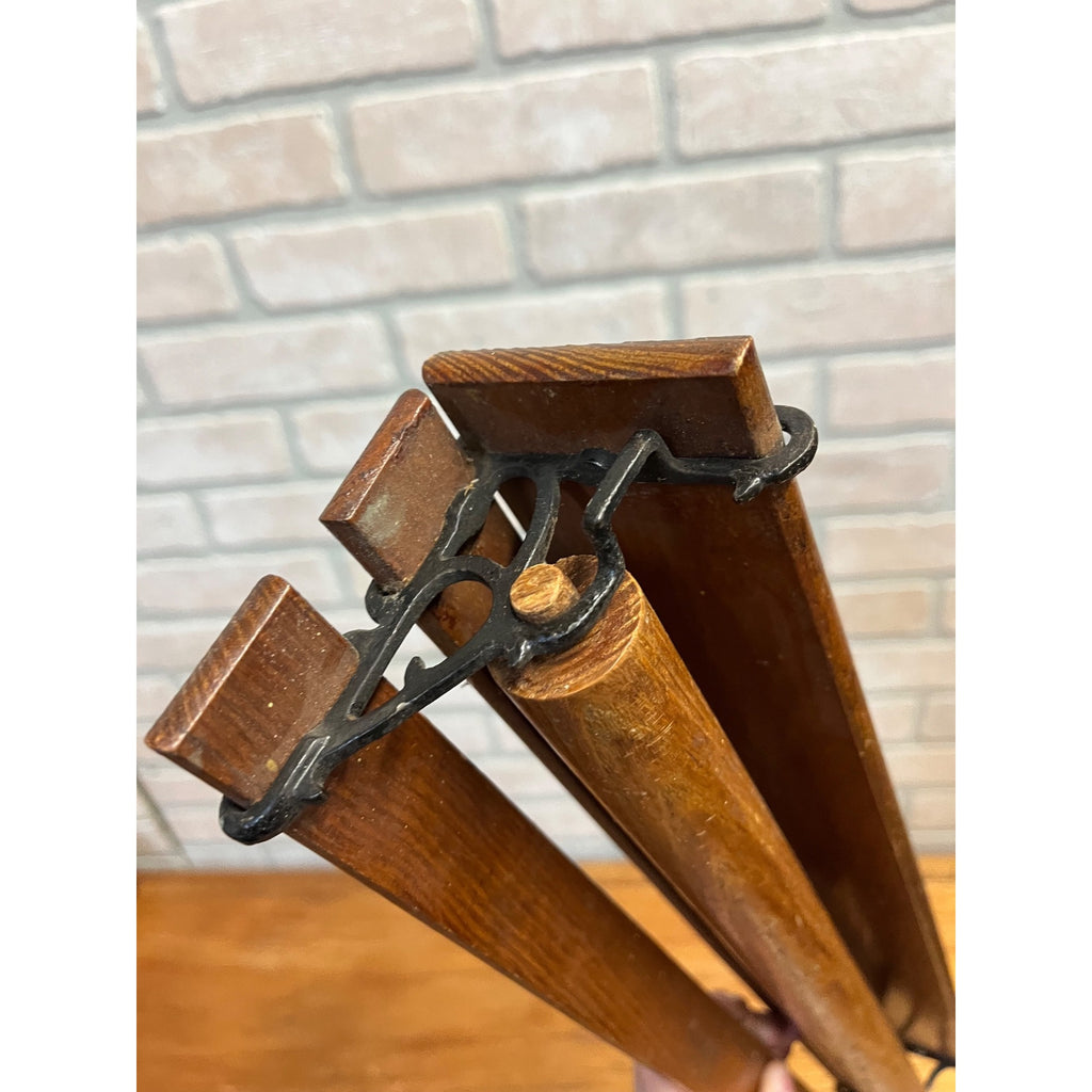 Antique Primitive Wooden Textile Ribbon or Towel Drying Kitchen Shelf Rack Wall