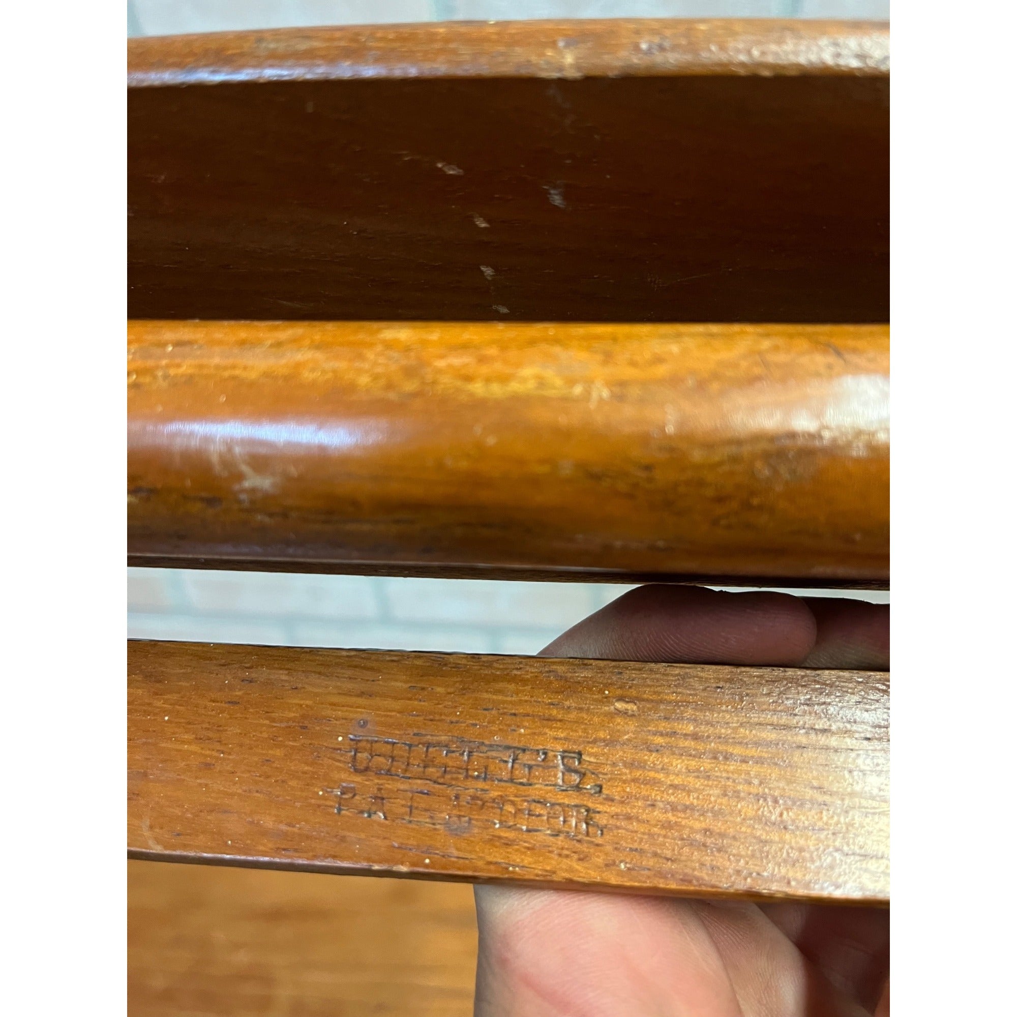 Antique Primitive Wooden Textile Ribbon or Towel Drying Kitchen Shelf Rack Wall