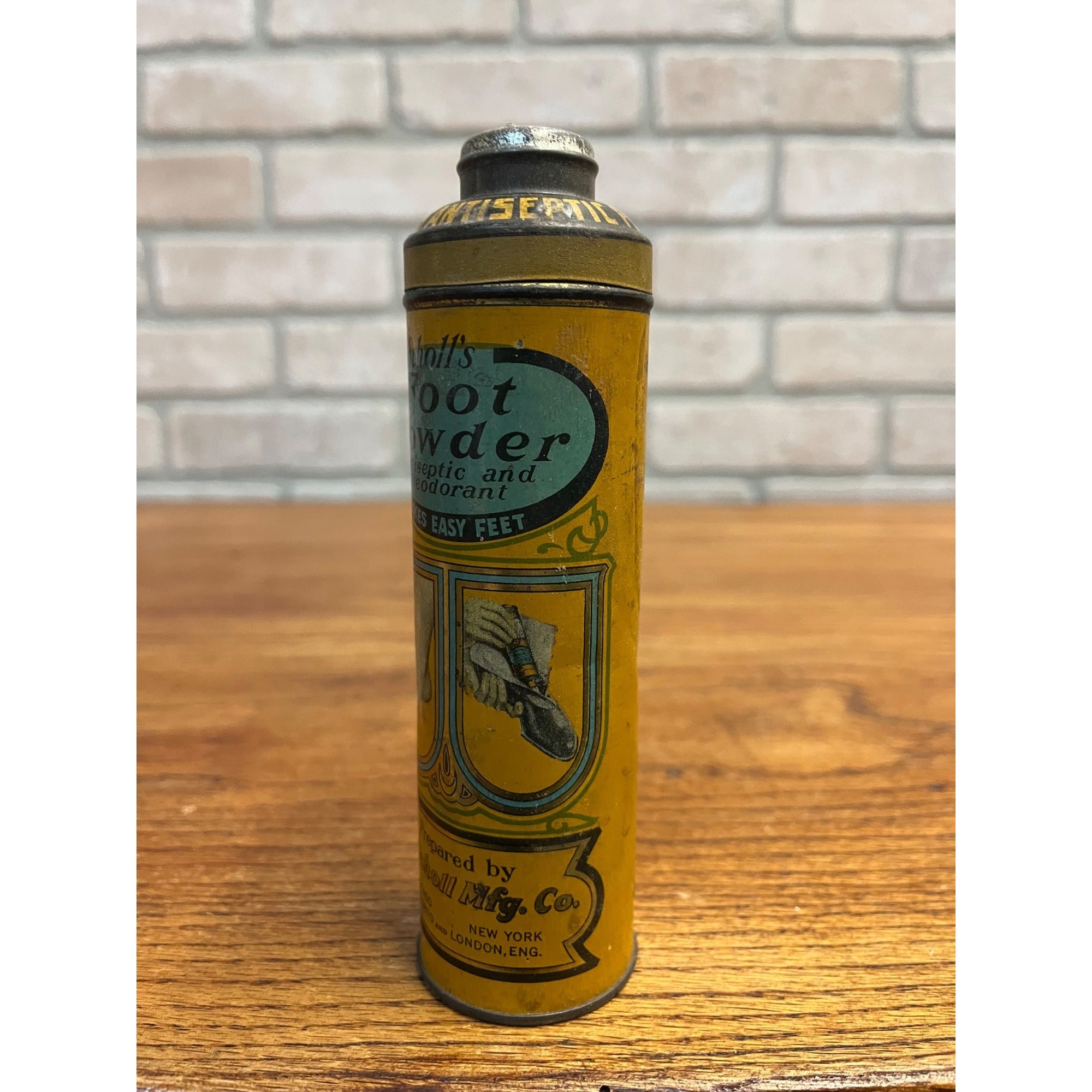 Antique 1930s Dr Scholl's Foot Powder Tin Litho Medicine Talcum Vintage