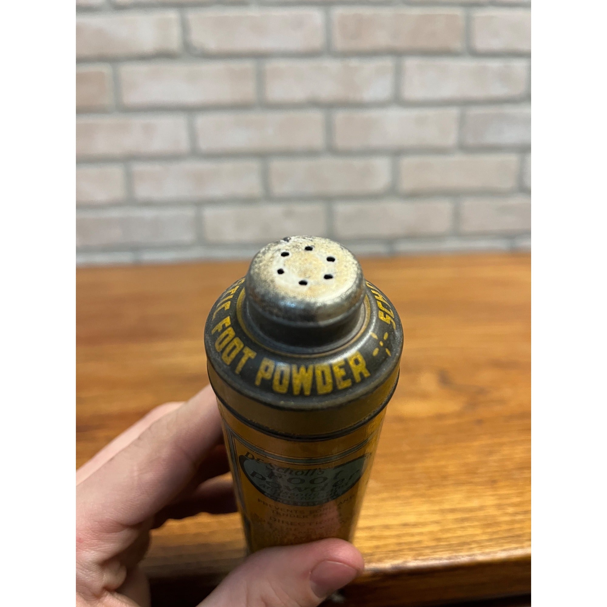 Antique 1930s Dr Scholl's Foot Powder Tin Litho Medicine Talcum Vintage