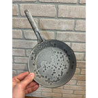 Antique Primitive Gray Enamel Graniteware Frying Pan Skillet 7" Dia Farmhouse