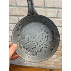 Antique Primitive Gray Enamel Graniteware Frying Pan Skillet 7" Dia Farmhouse