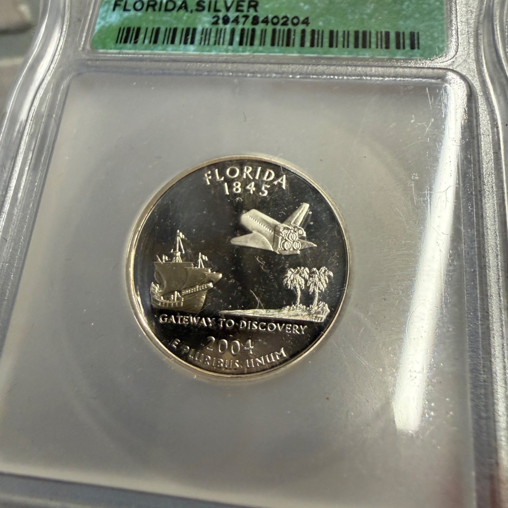 Certified ICG PR70 DCAM Silver Proof Quarter State  - Florida 2004 S