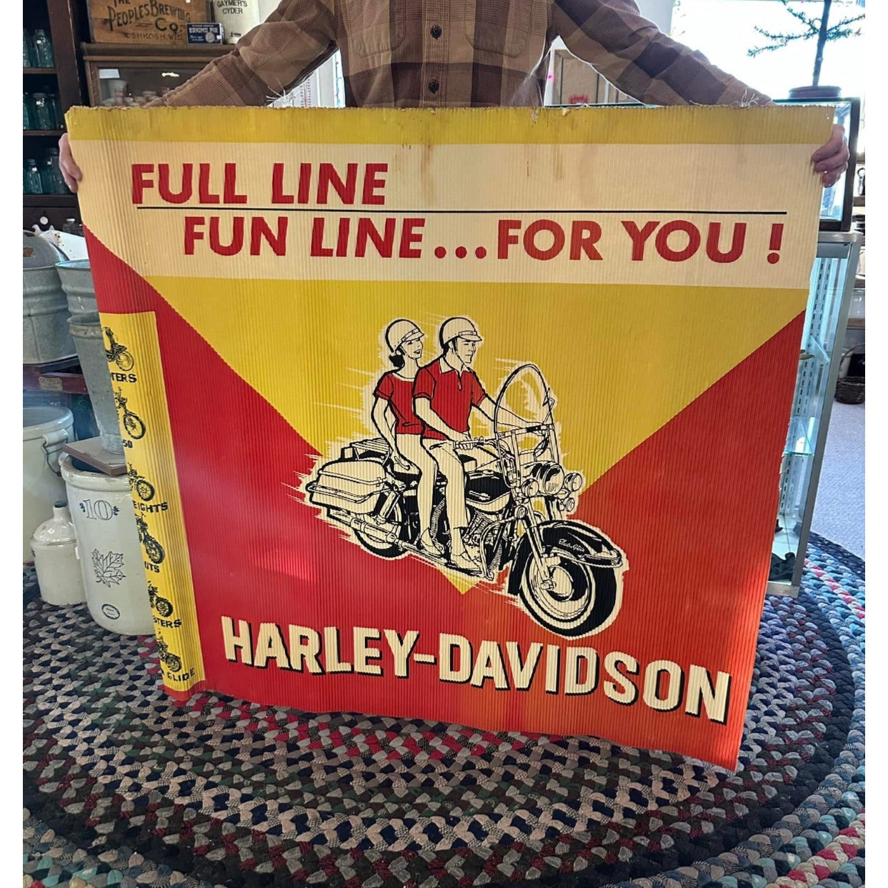 Ultra Rare Vintage 1965 Harley Davidson Dealership Reytrim Co Corrugated Poster
