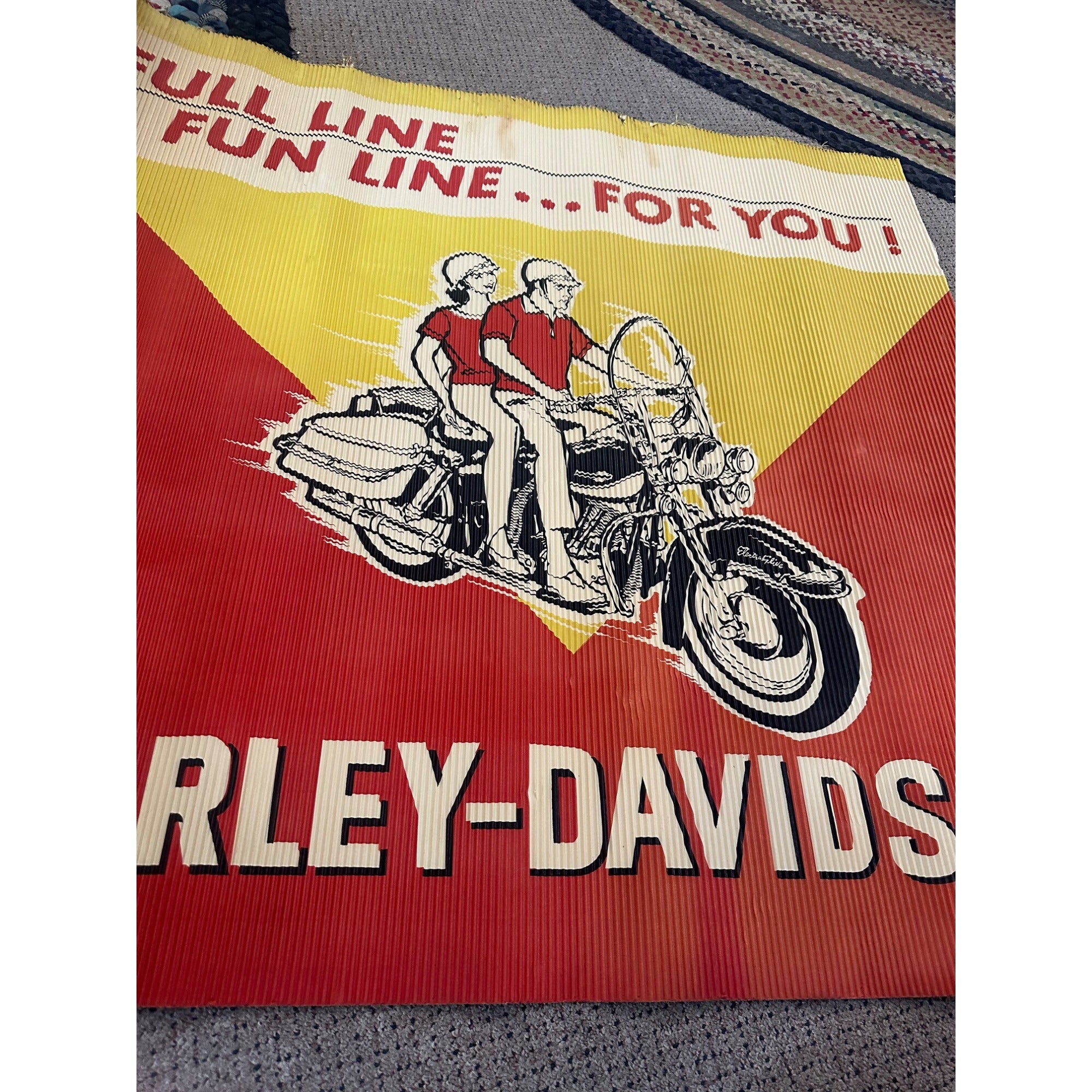 Ultra Rare Vintage 1965 Harley Davidson Dealership Reytrim Co Corrugated Poster