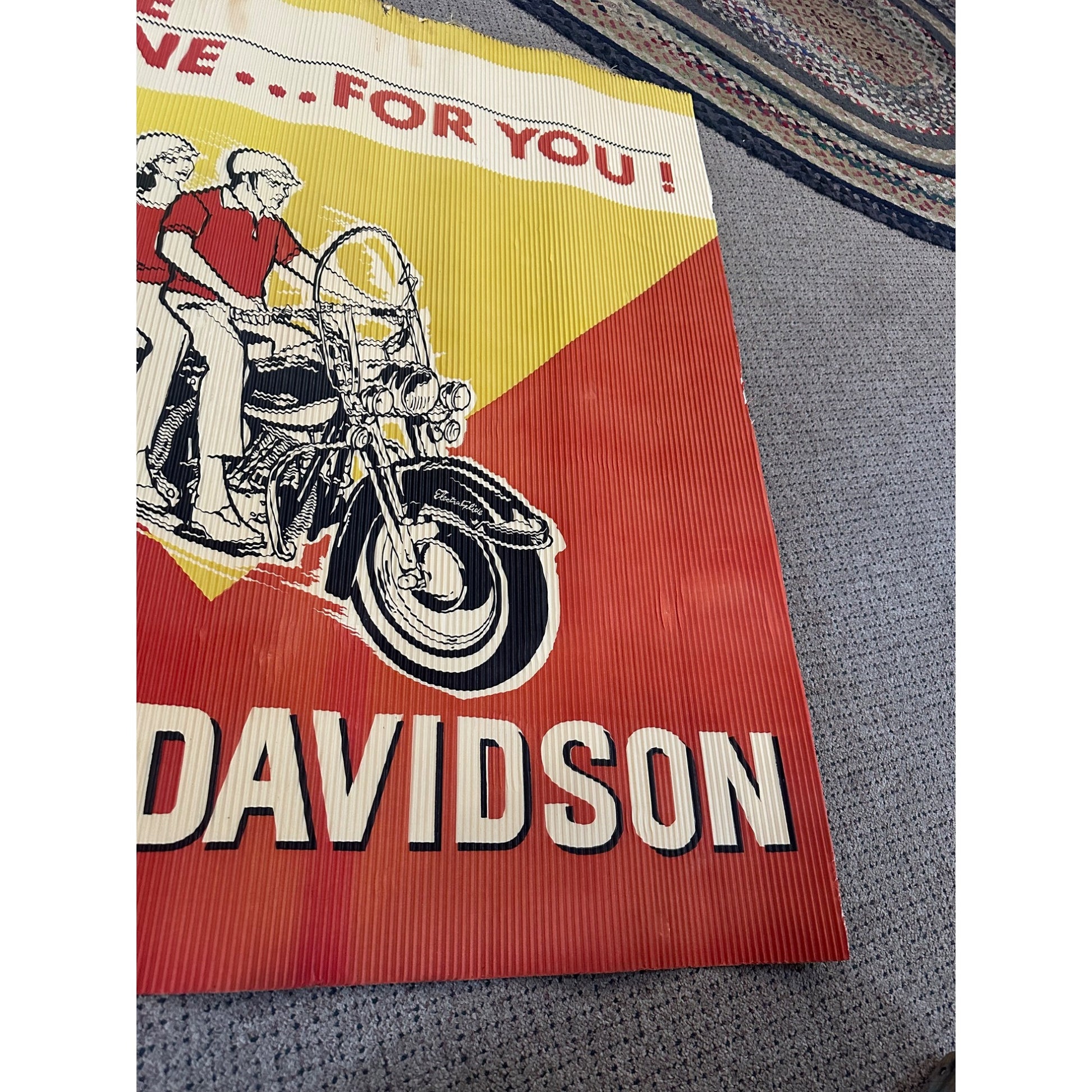 Ultra Rare Vintage 1965 Harley Davidson Dealership Reytrim Co Corrugated Poster