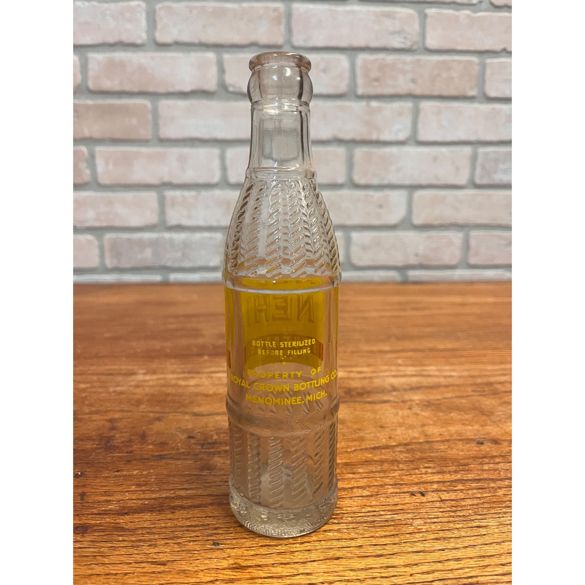 Vintage NEHI Beverages Soda Pop Glass Bottle 7 Fl Oz Menominee, MI
