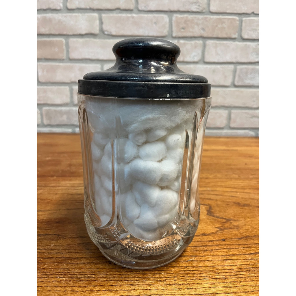 Antique Victorian 1890s Wm. Rogers Cut Glass Lidded Jar Silver Plate #764 Ornate