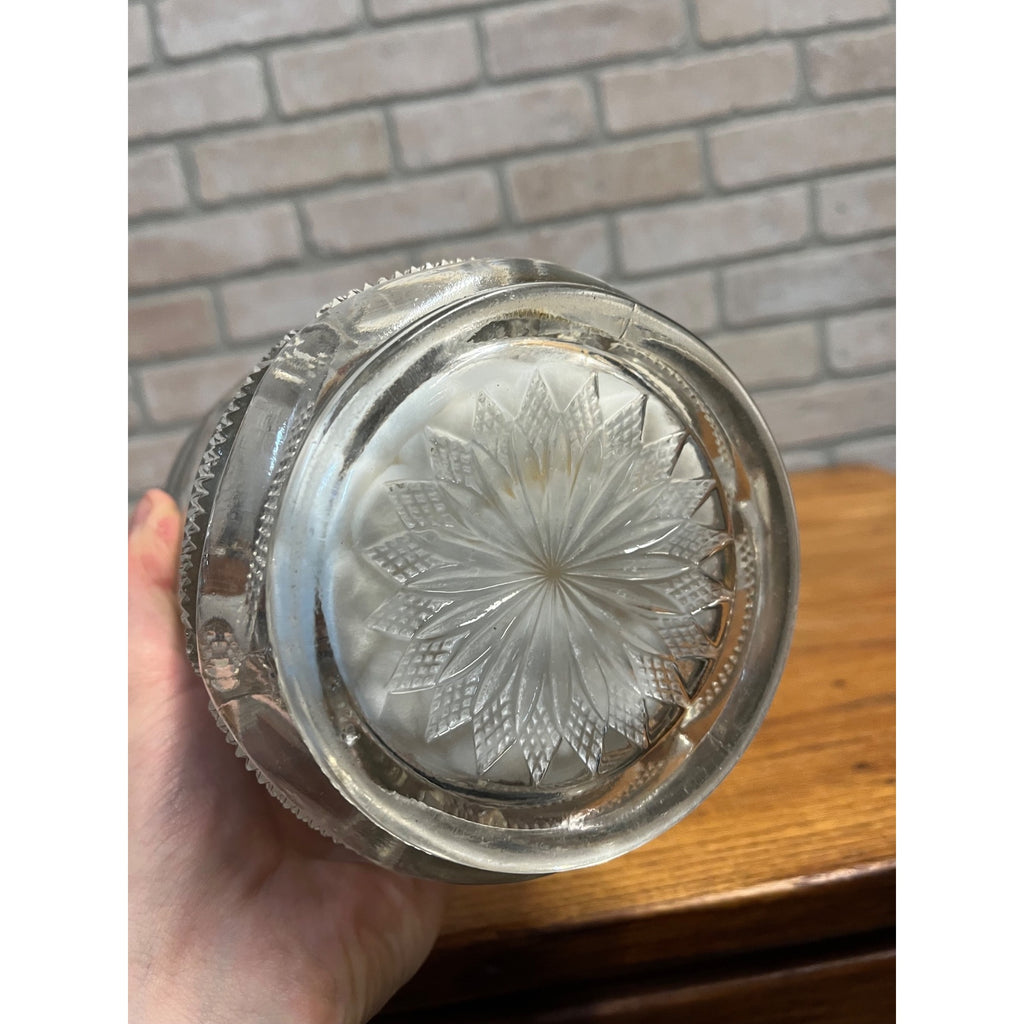 Antique Victorian 1890s Wm. Rogers Cut Glass Lidded Jar Silver Plate #764 Ornate