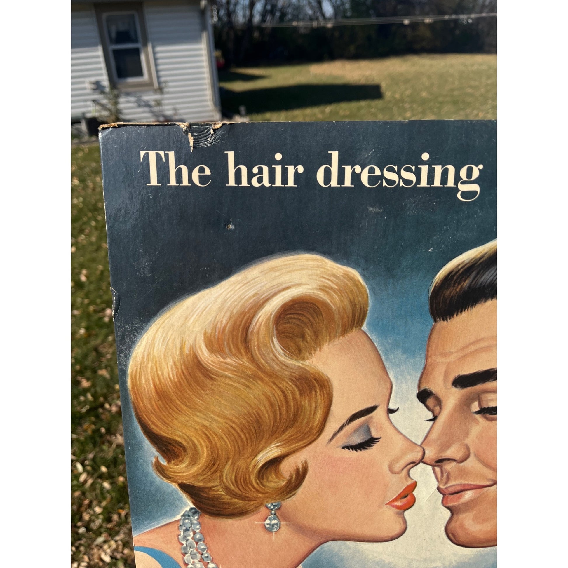 Vintage 1950s Stax Hair Dressing Cardboard Advertising Sign Barber Shop Display