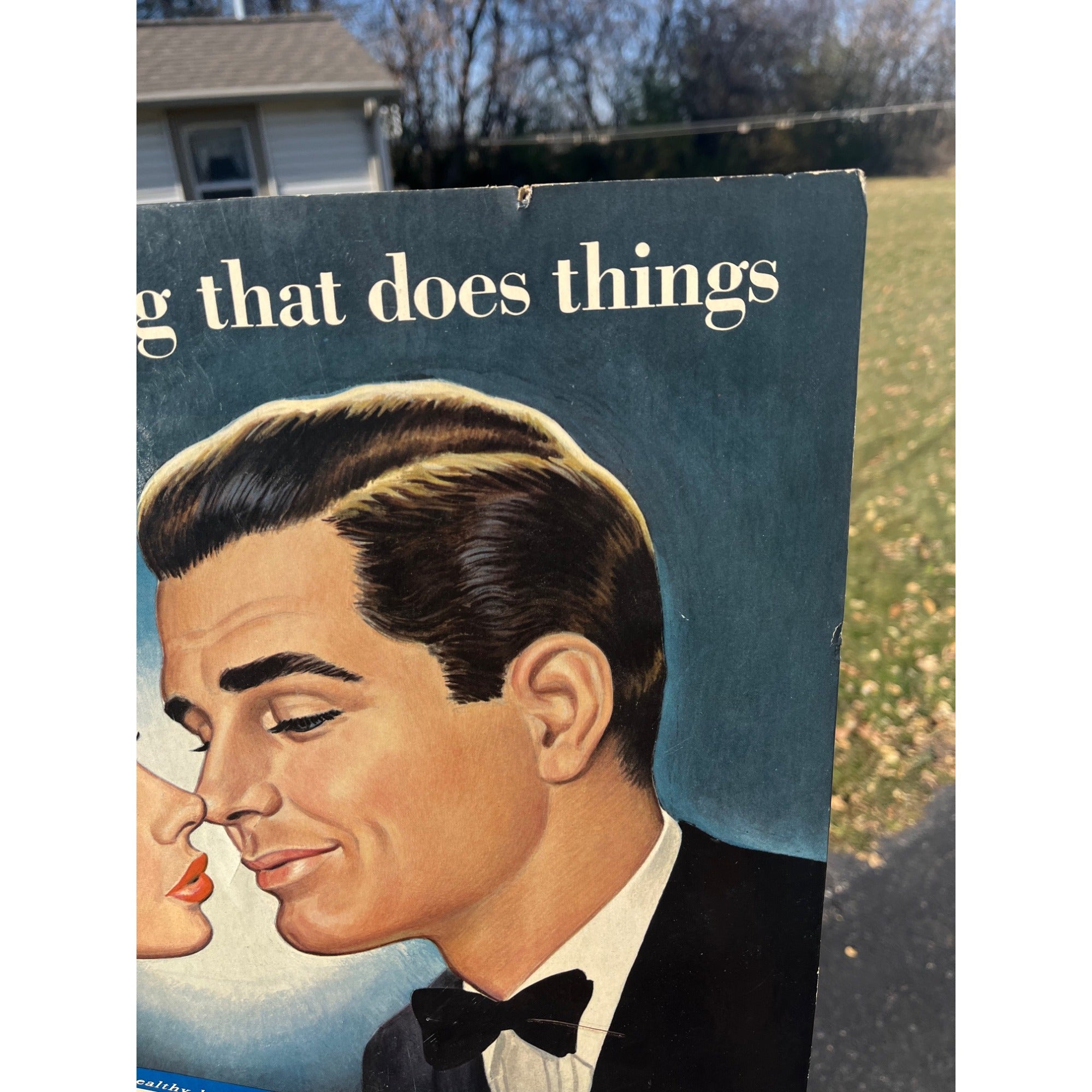 Vintage 1950s Stax Hair Dressing Cardboard Advertising Sign Barber Shop Display