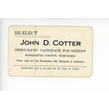 Antique John D Cotter Wisconsin Sheriff Democratic Marquette Call Card Business