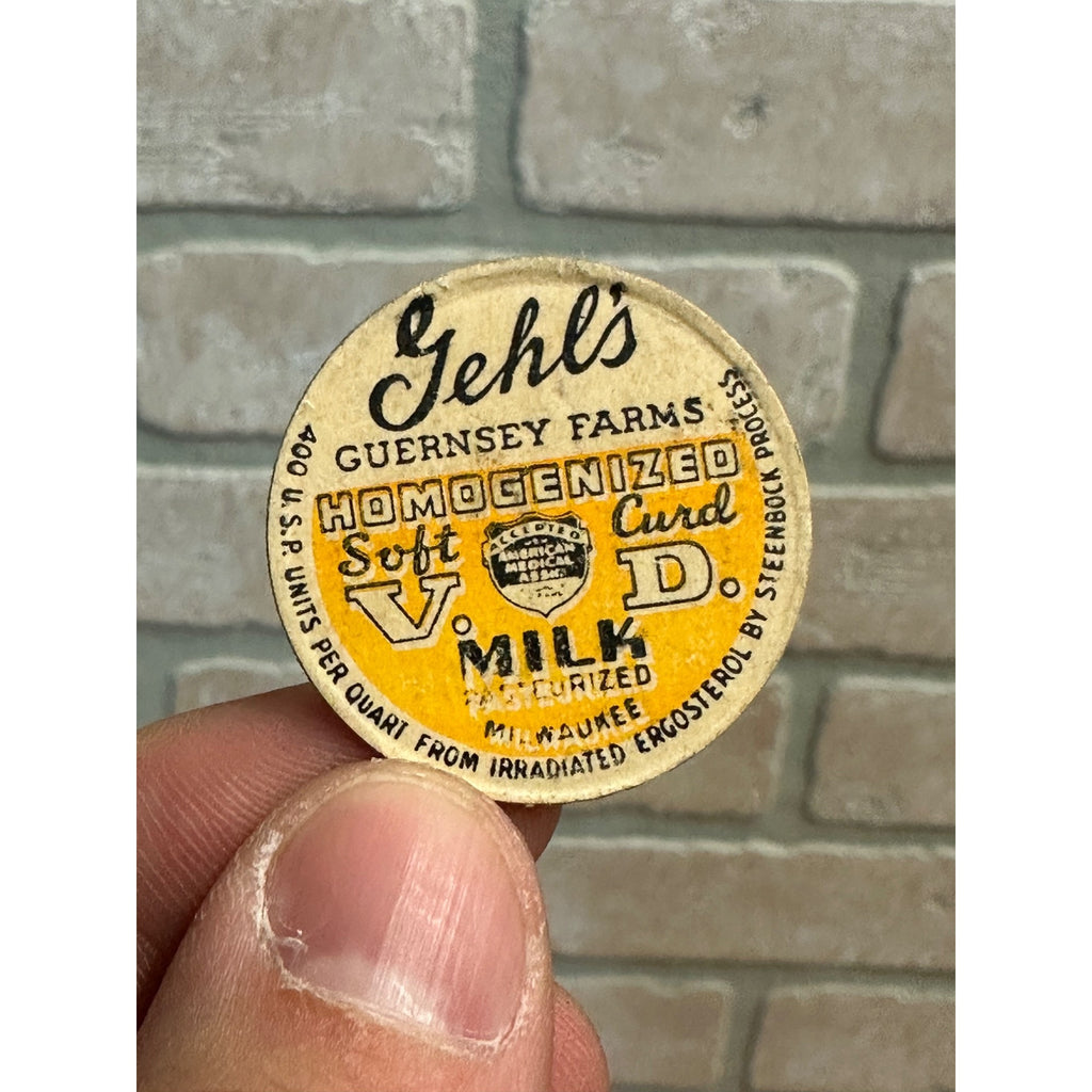 Vintage Gehl's Guernsey Farms Milwaukee Wisconsin Milk Bottle Cap Dairy